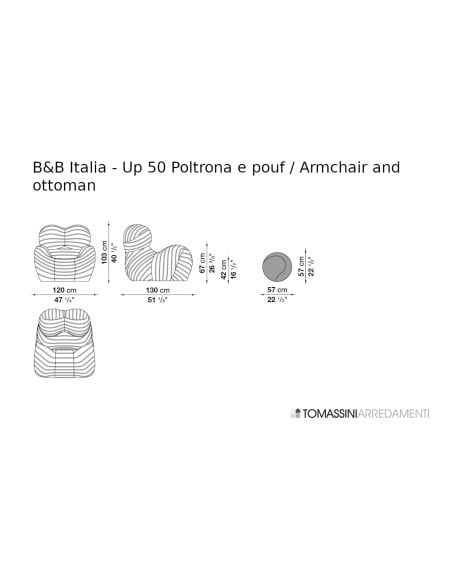 Fauteuil Up 50 en tissu bicolore (Offre Expo) B&B Italia - 8