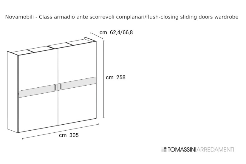 Class Flush-Closing Sliding Doors Wardrobe Novamobili - 6