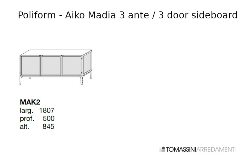 Aiko 3 Door Sideboard (Expo Offer) Poliform - 8