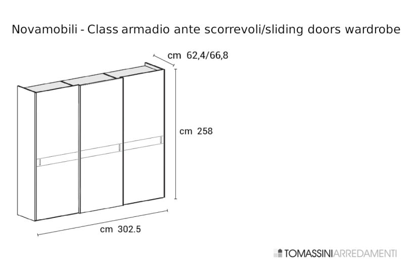 Class Flush-Closing Sliding Doors Wardrobe Novamobili - 7