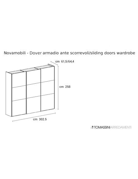 Dover Sliding Doors Wardrobe Novamobili - 7