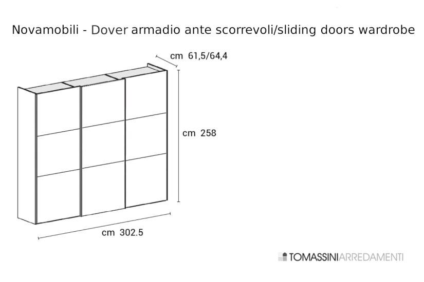 Dover Sliding Doors Wardrobe Novamobili - 7
