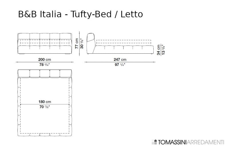 Tufty-Bed in blue fabric B&B Italia - 9