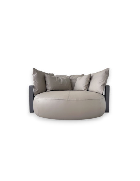 Divano circolare Scarlett in pelle grigia (Offerta Expo) Poliform - 1