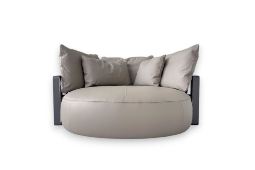 Divano circolare Scarlett in pelle grigia (Offerta Expo) Poliform - 1