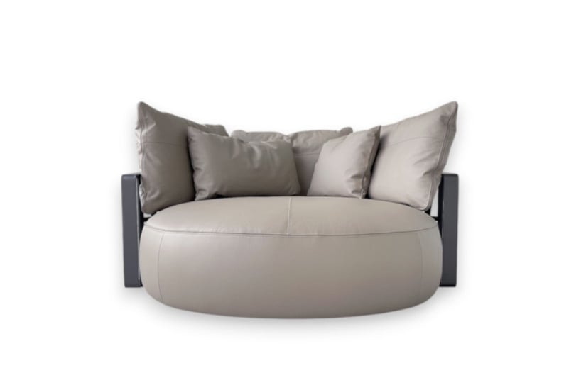 Divano circolare Scarlett in pelle grigia (Offerta Expo) Poliform - 1