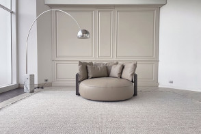 Divano circolare Scarlett in pelle grigia (Offerta Expo) Poliform - 1 2