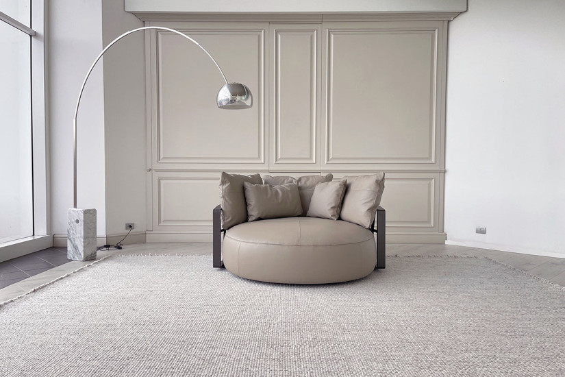 Canapé circulaire Scarlett en cuir gris (Offre Expo) Poliform - 2