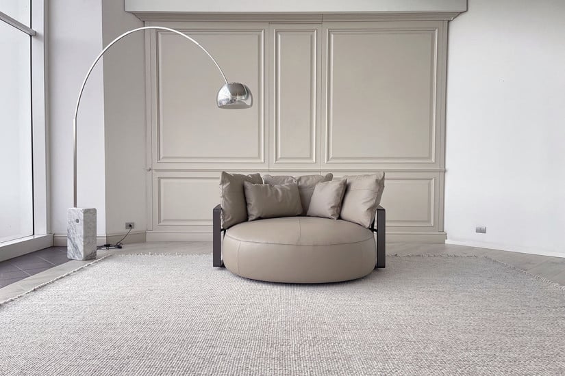 Divano circolare Scarlett in pelle grigia (Offerta Expo) Poliform - 2