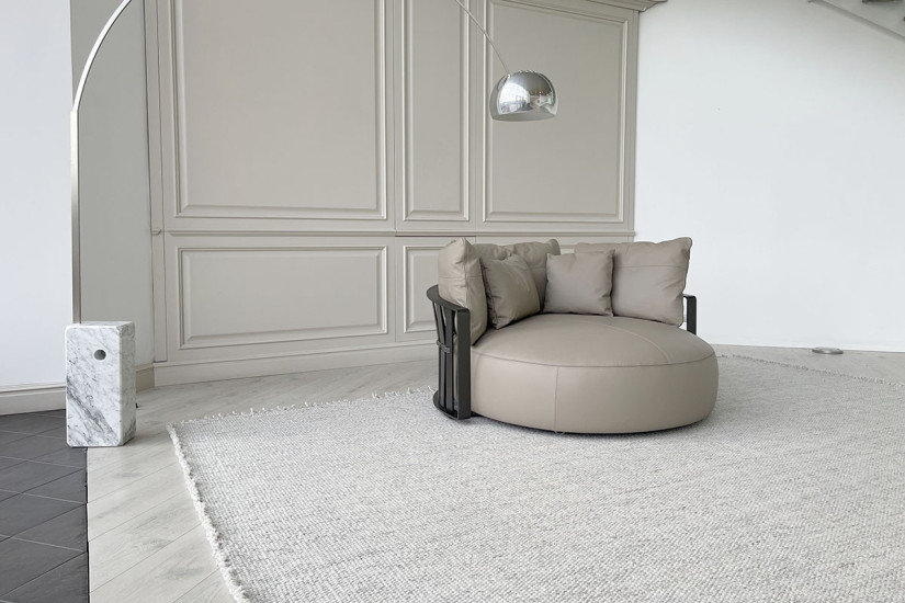 Canapé circulaire Scarlett en cuir gris (Offre Expo) Poliform - 3