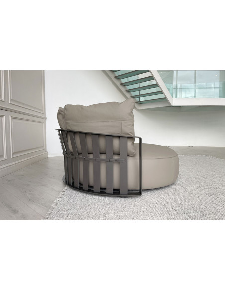 Divano circolare Scarlett in pelle grigia (Offerta Expo) Poliform - 4