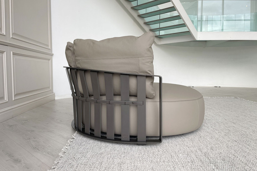 Canapé circulaire Scarlett en cuir gris (Offre Expo) Poliform - 4