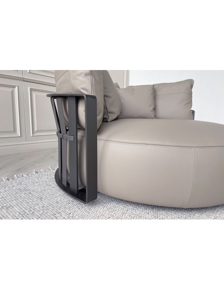 Canapé circulaire Scarlett en cuir gris (Offre Expo) Poliform - 5