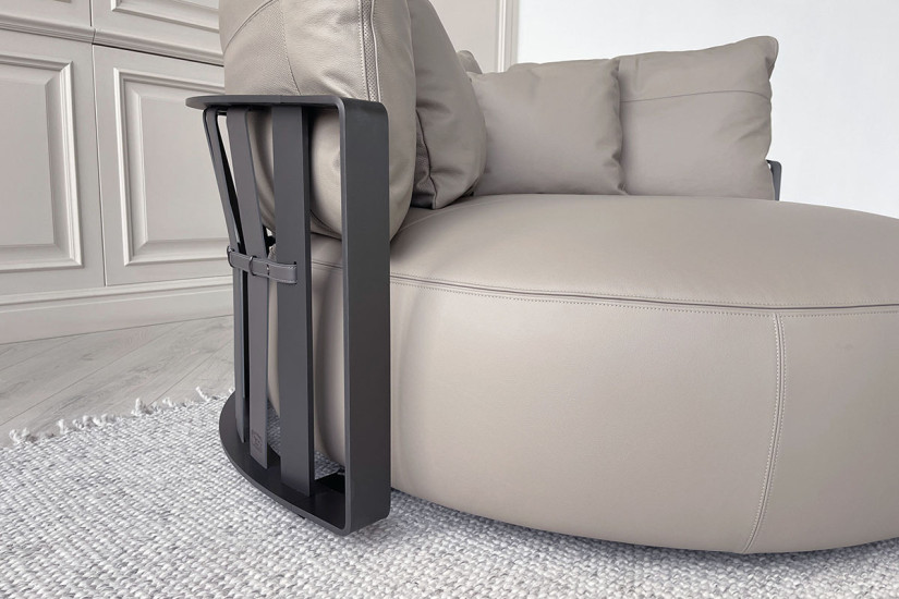 Canapé circulaire Scarlett en cuir gris (Offre Expo) Poliform - 5