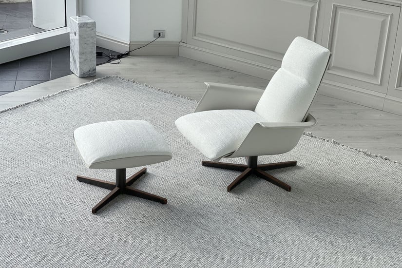 Clori White Fabric Armchair with Pouf (Expo Offer) Giorgetti - 5