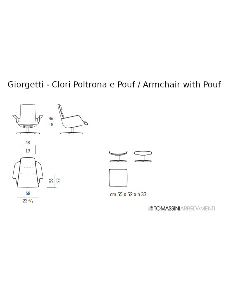 Fauteuil et Pouf Clori en tissu blanc (Offre Expo) Giorgetti - 9