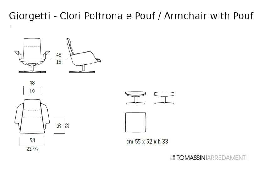 Clori White Fabric Armchair with Pouf (Expo Offer) Giorgetti - 9