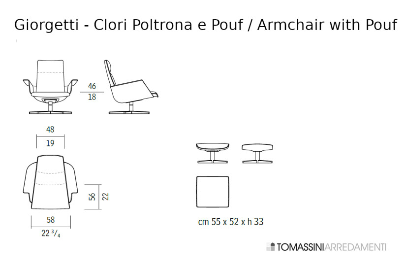 Fauteuil et Pouf Clori en tissu blanc (Offre Expo) Giorgetti - 9