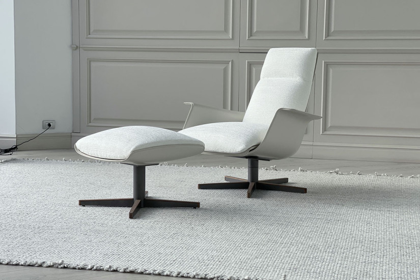 Poltrona e Pouf Clori in tessuto bianco (Offerta Expo) Giorgetti - 4