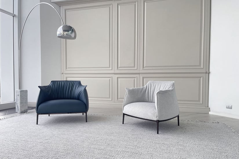 Poltrona Archibald Large in pelle blu (Offerta Expo) Poltrona Frau - 4