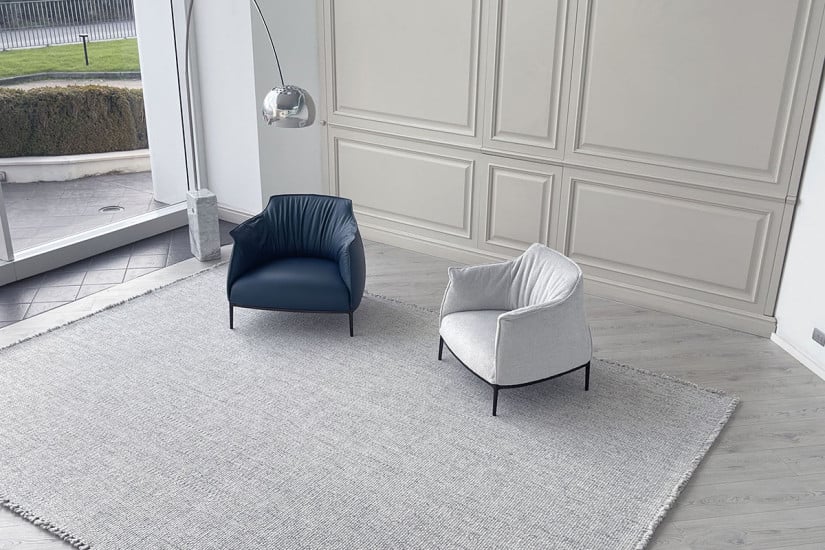 Poltrona Archibald Large in pelle blu (Offerta Expo) Poltrona Frau - 5