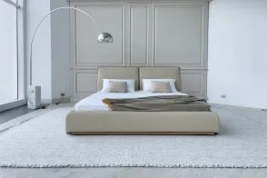 Adam Beige Leather Bed (Expo Offer) Giorgetti - 7 2