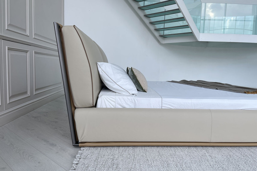 Lit Adam en cuir beige (Offre Expo) Giorgetti - 3