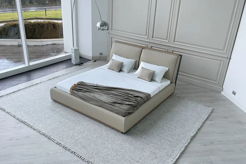 Adam Beige Leather Bed (Expo Offer) Giorgetti - 4