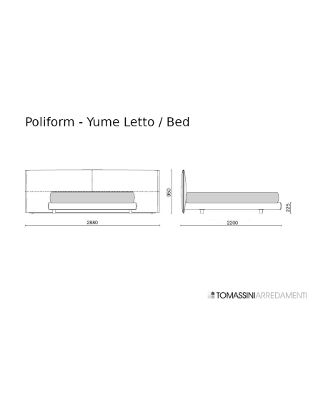 Lit Yume en tissu sable (Offre Expo) Poliform - 9