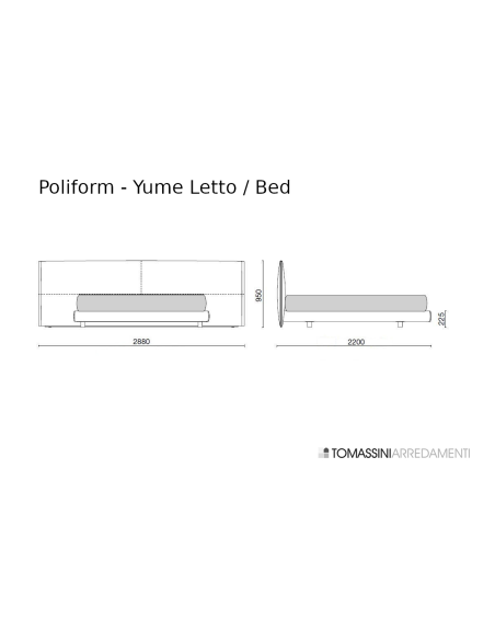 Yume Bed in Sand Fabric (Expo Offer) Poliform - 9