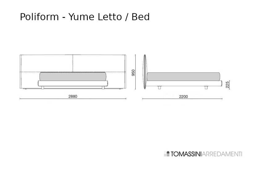 Letto Yume in tessuto sabbia (Offerta Expo) Poliform - 9
