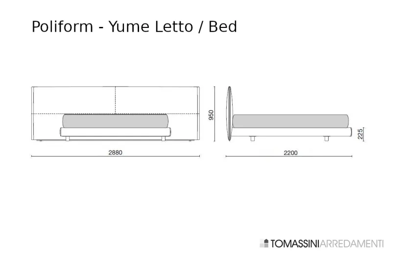 Yume Bed in Sand Fabric (Expo Offer) Poliform - 9