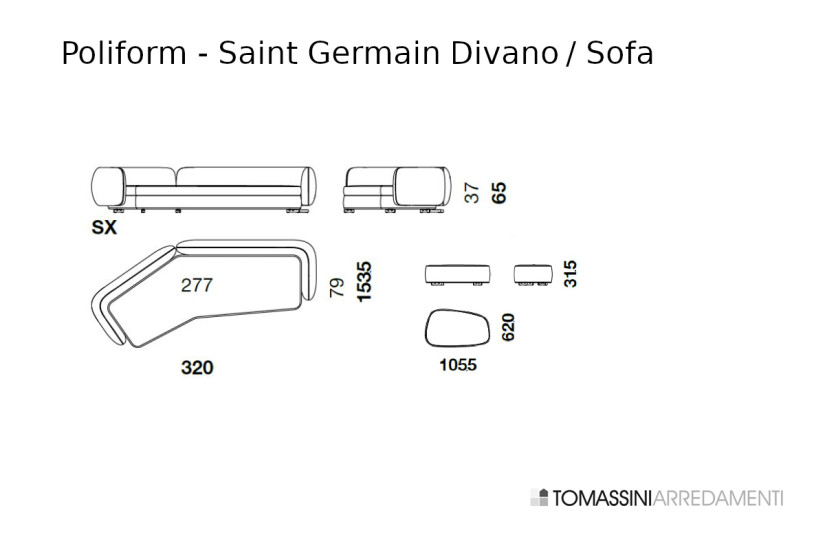 Divano Saint-Germain Boomerang in tessuto (Offerta Expo) Poliform - 7