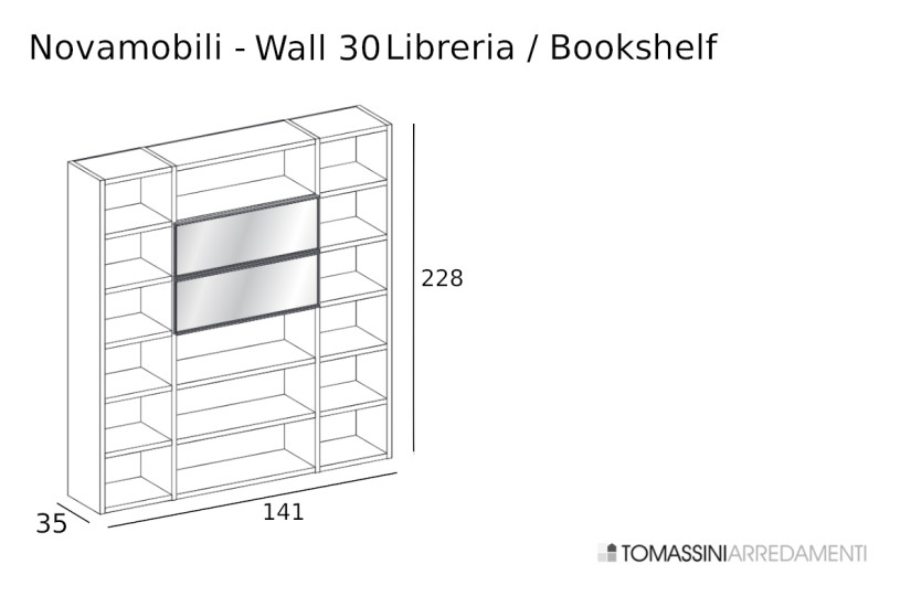 Wall 30 Bookcase Novamobili - 7