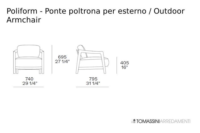 Ponte Outdoor Armchair Poliform - 4