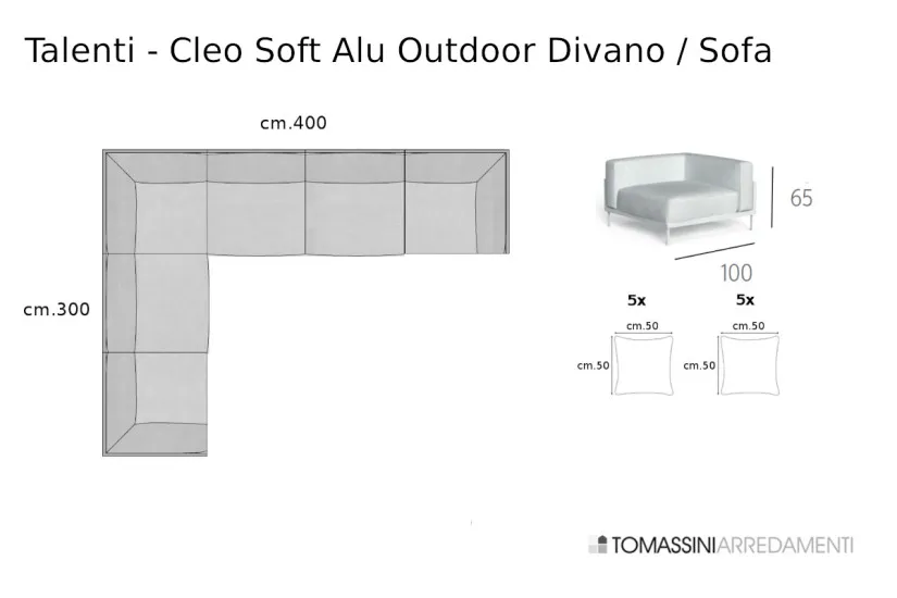 Cleo Soft Alu Outdoor Grey Sofa (Expo Offer) Talenti - 9