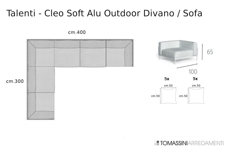 Divano da esterno Cleo Soft Alu grigio (Offerta Expo) Talenti - 9