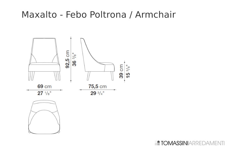 Febo Blue Bergère Armchair Maxalto - 7