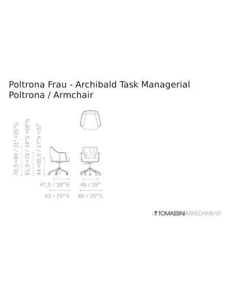 Poltrona Archibald Task Managerial bordeaux (Offerta Expo) Poltrona Frau - 7