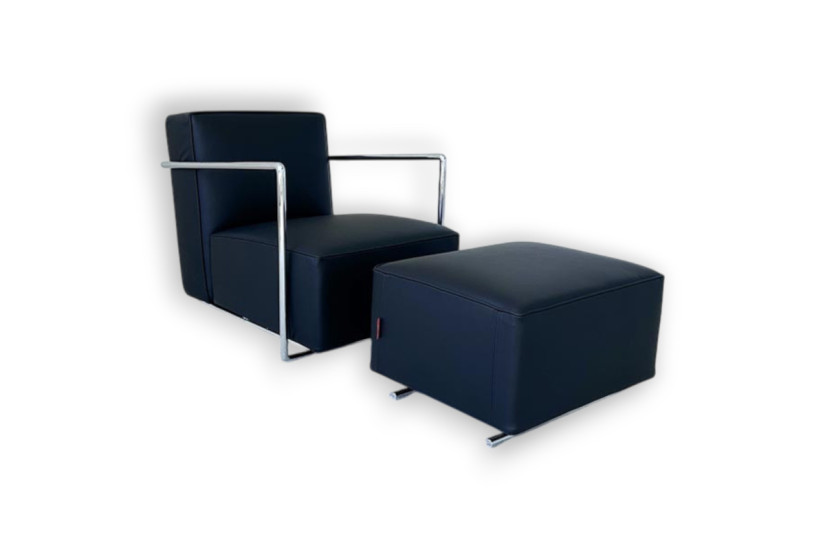 Fauteuil A.B.C. noir et pouf (Offre Expo) Flexform - 7