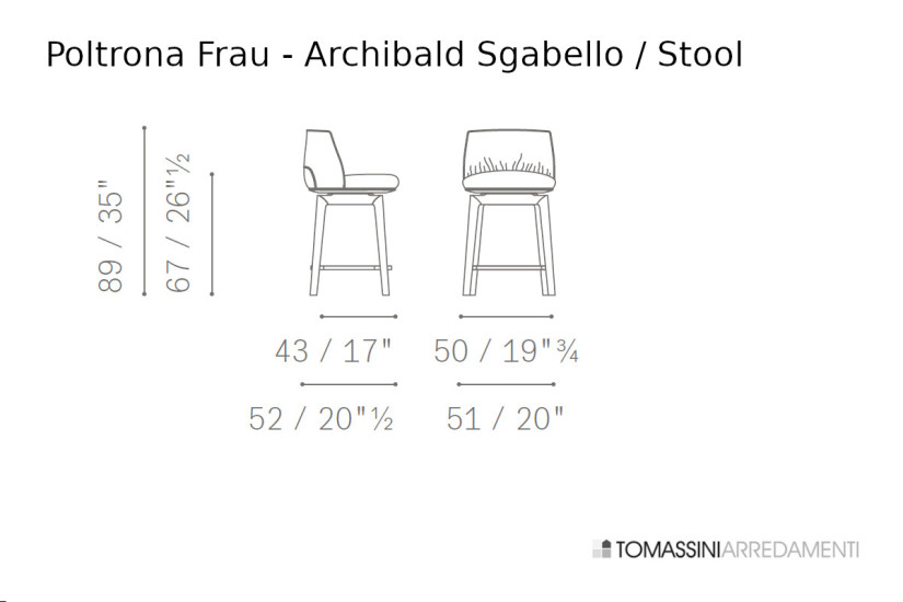 Sgabello Archibald Stool Poltrona Frau - 7