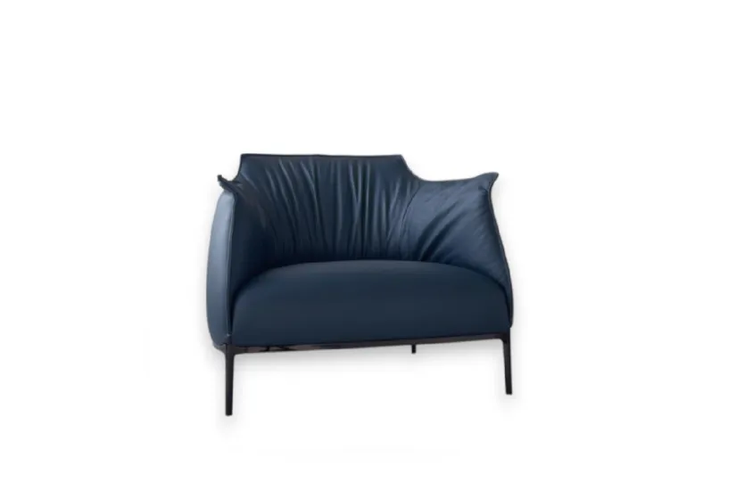 Poltrona Frau Archibald Large Blue Leather Armchair (Expo Offer)
