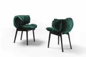 Fauteuil en velours bleu Edra - 1