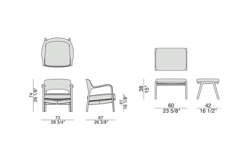 Fauteuil Louis et Pouf Loretta (Offre Expo) Porada - 6