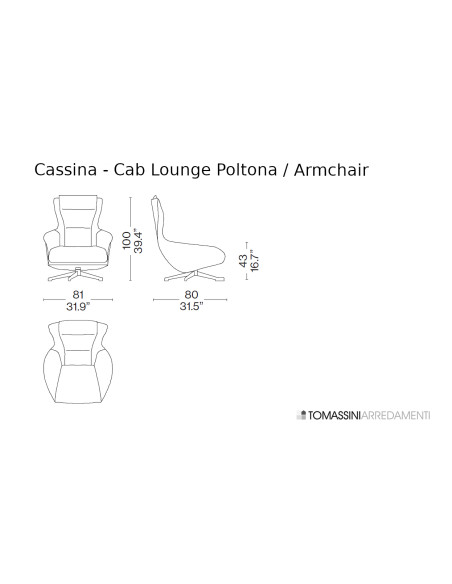 Cab Lounge Black Leather Armchair  (Expo Offer) Cassina - 8