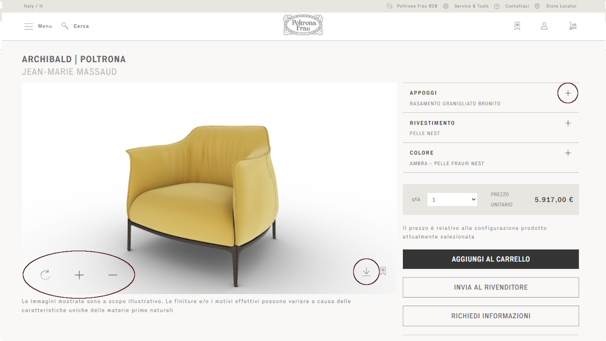 Configuratore Poltrona Archibald di Poltrona Frau