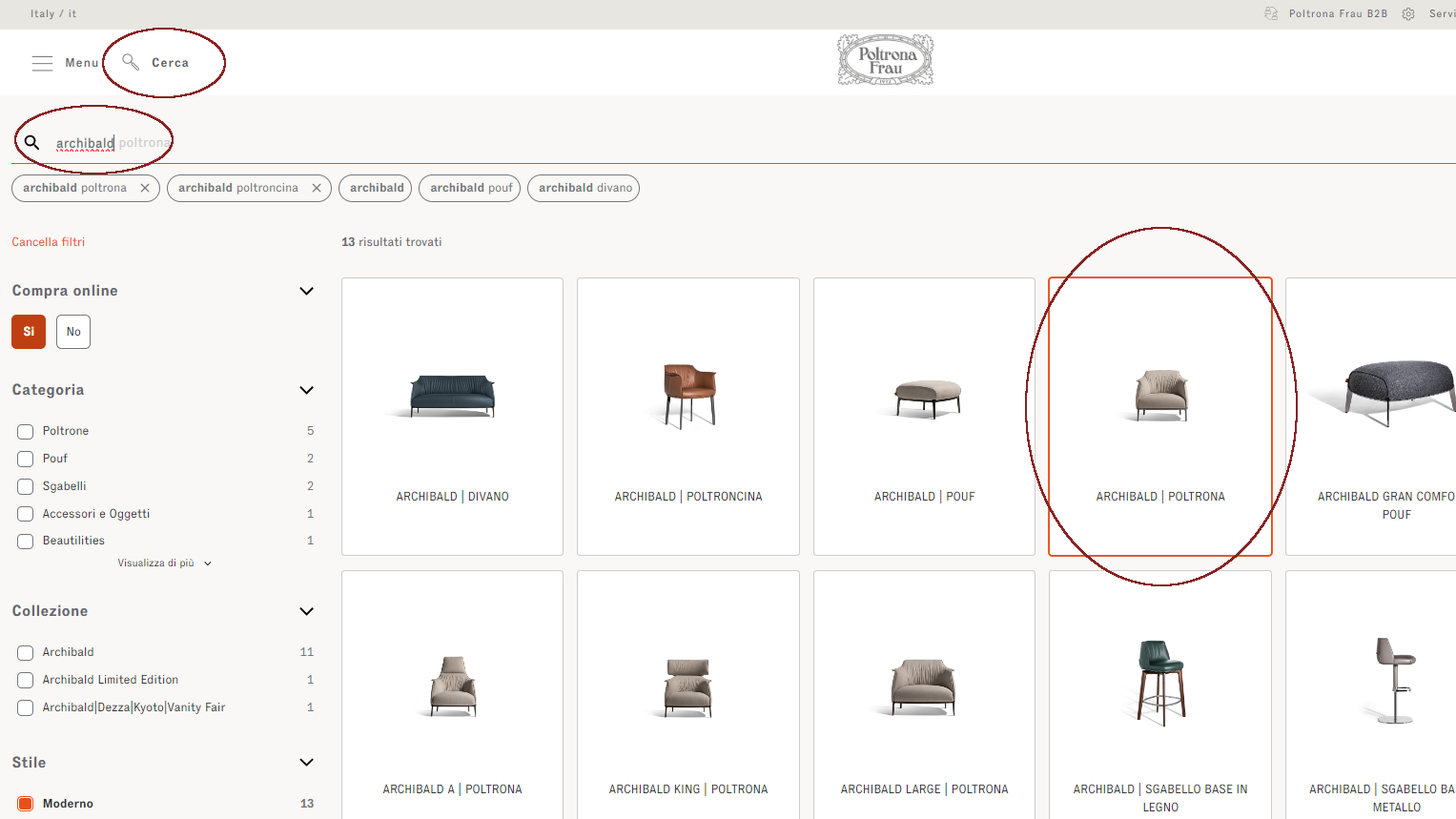 Configuratore Poltrona Archibald di Poltrona Frau